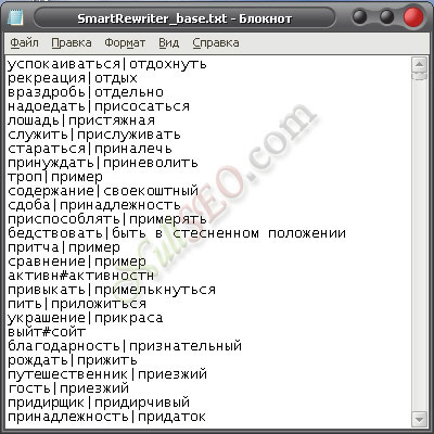 База русскоязычных синонимов из 270 000 слов для программы SmartRewriter Pro