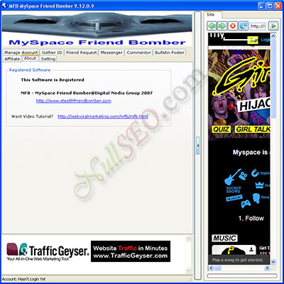 Myspace Friend Bomber v12.0.9 (массфолловер и массендер сообщений для социальной сети MySpace)